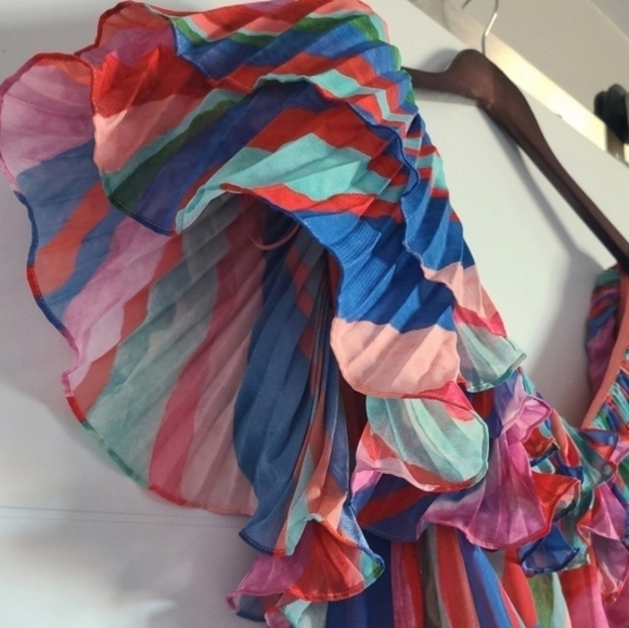 AMUR Luisa Pleated Striped Dress, Multi-Colored, Size 8, NWT - Picture 7 of 16